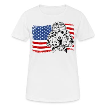 Zwergpudel Amerika Fahne Hunde Wilsigns - Frauen T-Shirt atmungsaktiv - Weiß - Vorne - AI Model Female 172 dark (172cm)