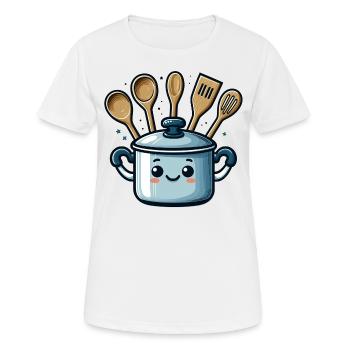 Cooking pot Pot with face - Women's Breathable T-Shirt - white - Front - AI Model Female 172 dark (172cm)