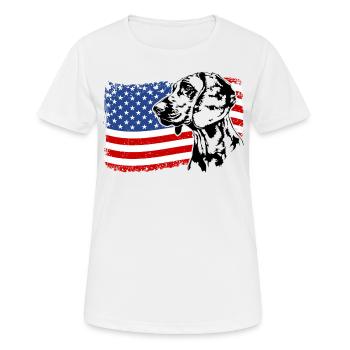 Hanoverian Scent Hound America Flag Dogs - Women's Breathable T-Shirt - white - Front - AI Model Female 172 dark (172cm)