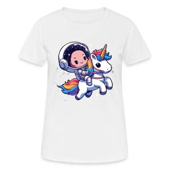 Chibi Astronaut und Einhorn - Frauen T-Shirt atmungsaktiv - Weiß - Vorne - AI Model Female 172 dark (172cm)