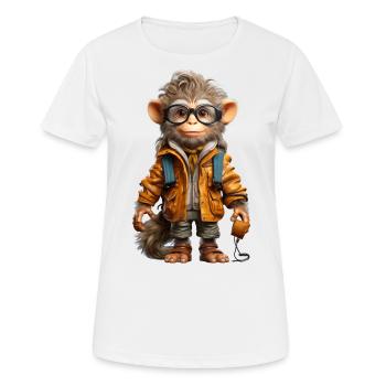 Udo le singe explorateur - T-shirt respirant Femme - blanc - Devant - AI Model Female 172 dark (172cm)