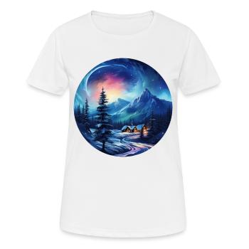 Winterlandschaft mit Aurora am Himmel - Frauen T-Shirt atmungsaktiv - Weiß - Vorne - AI Model Female 172 dark (172cm)
