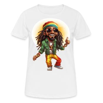 Tom the Rastafarian Reggae Style Cartoon Character. - Women's Breathable T-Shirt - white - Front - AI Model Female 172 dark (172cm)