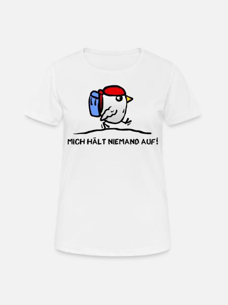 Bird with backpack - backpacker travel trip - Women's Breathable T-Shirt - white