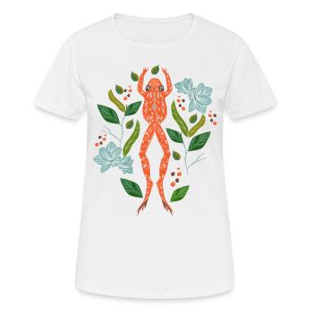 Orange frog floral - Women's Breathable T-Shirt - white - Front - AI Model Female 172 dark (172cm)