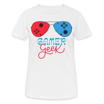 Gamer Geek Cadeau Jeux Video Console De Jeux - T-shirt respirant Femme - blanc - Devant - AI Model Female 172 dark (172cm)