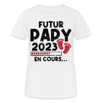 Futur Papy 2023 En Cours - T-shirt respirant Femme - blanc - Devant - AI Model Female 172 dark (172cm)