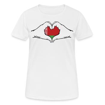 Belarus Flagge Herzform - Frauen T-Shirt atmungsaktiv - Weiß - Vorne - AI Model Female 172 dark (172cm)