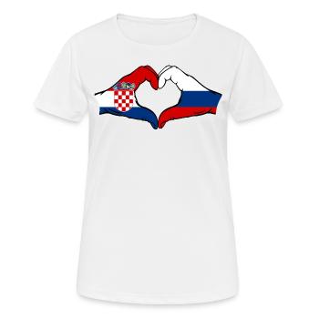 Croatia Russia heart shape with hands - Women's Breathable T-Shirt - white - Front - AI Model Female 172 dark (172cm)