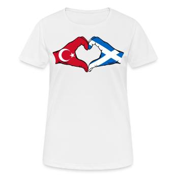 Turkey Scotland Flag Hands Heart Shape - Women's Breathable T-Shirt - white - Front - AI Model Female 172 dark (172cm)