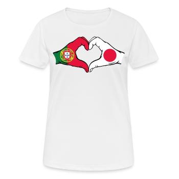 Portugal Japan Flag Heart Shape - Women's Breathable T-Shirt - white - Front - AI Model Female 172 dark (172cm)