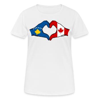 Kosovo Canada Flag Hands Heart Shape - Women's Breathable T-Shirt - white - Front - AI Model Female 172 dark (172cm)