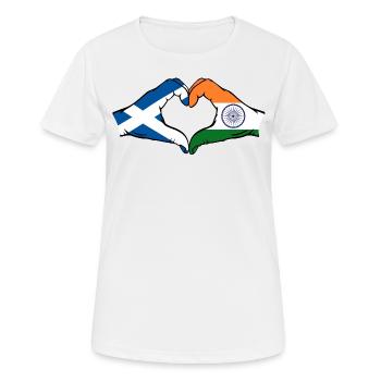 Ecosse Inde Mains Coeur Forme - T-shirt respirant Femme - blanc - Devant - AI Model Female 172 dark (172cm)