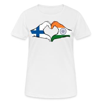 Finlande Inde mains forme de cœur - T-shirt respirant Femme - blanc - Devant - AI Model Female 172 dark (172cm)