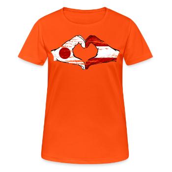 Japan Austria Hands Heart Shape Used - Women's Breathable T-Shirt - neon orange - Front - AI Model Female 172 dark (172cm)