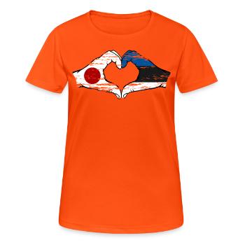 Japan Estonia hands heart shape used - Women's Breathable T-Shirt - neon orange - Front - AI Model Female 172 dark (172cm)