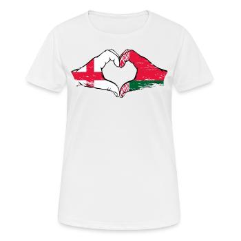 Angleterre Biélorussie drapeau mains forme coeur - T-shirt respirant Femme - blanc - Devant - AI Model Female 172 dark (172cm)
