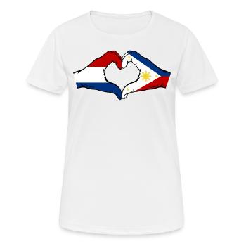 Holland Philippinen Flagge Hände Herzform - Frauen T-Shirt atmungsaktiv - Weiß - Vorne - AI Model Female 172 dark (172cm)