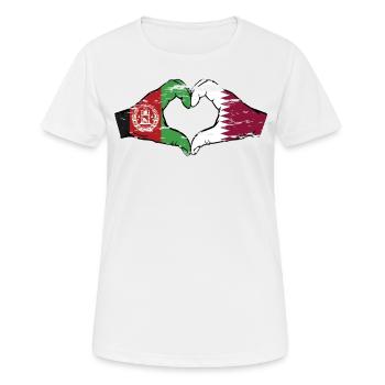 Afghanistan Qatar flag hands heart shape used - Women's Breathable T-Shirt - white - Front - AI Model Female 172 dark (172cm)