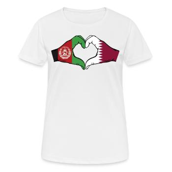Afghanistan Qatar drapeau mains forme coeur - T-shirt respirant Femme - blanc - Devant - AI Model Female 172 dark (172cm)