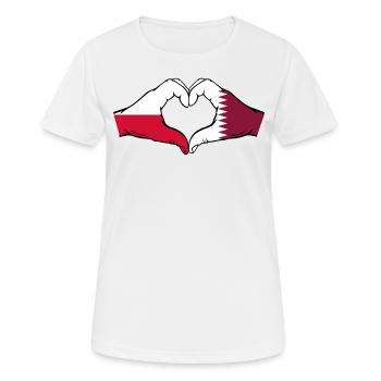 Polen Katar Flagge Hände Herzform - Frauen T-Shirt atmungsaktiv - Weiß - Vorne - AI Model Female 172 dark (172cm)