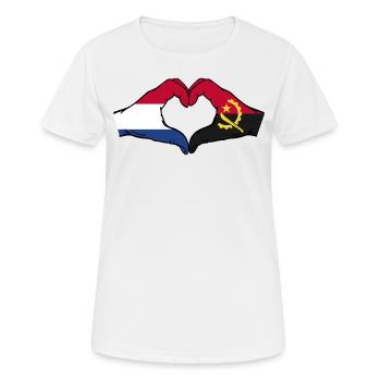 Holland Angola Flagge Hände Herzform - Frauen T-Shirt atmungsaktiv - Weiß - Vorne - AI Model Female 172 dark (172cm)