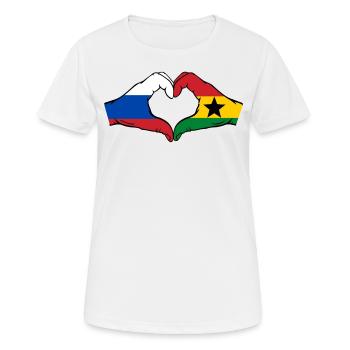 Russia Ghana Flag Hands Heart Shape - Women's Breathable T-Shirt - white - Front - AI Model Female 172 dark (172cm)