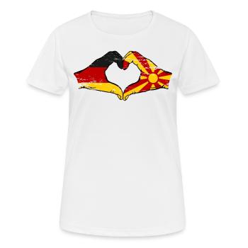 Allemagne Macédoine Drapeau Mains Coeur Forme Utilisé - T-shirt respirant Femme - blanc - Devant - AI Model Female 172 dark (172cm)