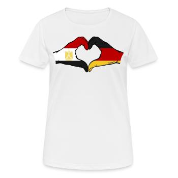 Ägypten Deutschland Flagge Hände Herzform - Frauen T-Shirt atmungsaktiv - Weiß - Vorne - AI Model Female 172 dark (172cm)