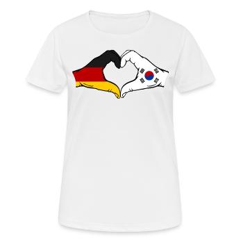 Allemagne Corée du Sud Drapeau Mains Coeur Forme - T-shirt respirant Femme - blanc - Devant - AI Model Female 172 dark (172cm)