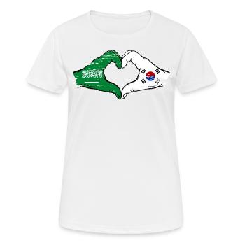 Saudi Arabien Südkorea Flagge Hände Herzform used - Frauen T-Shirt atmungsaktiv - Weiß - Vorne - AI Model Female 172 dark (172cm)