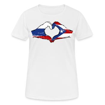 Russia Puerto Rico Hands Heart Shape Used - Women's Breathable T-Shirt - white - Front - AI Model Female 172 dark (172cm)