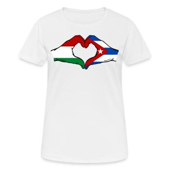 Ungarn Kuba Flagge Hände Herzform - Frauen T-Shirt atmungsaktiv - Weiß - Vorne - AI Model Female 172 dark (172cm)