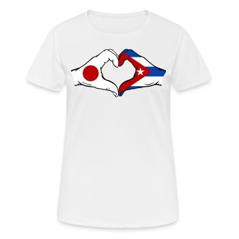 Japan Kuba Flagge Hände Herzform - Frauen T-Shirt atmungsaktiv - Weiß - Vorne - AI Model Female 172 dark (172cm)