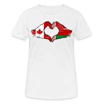 Canada Biélorussie drapeau mains forme de coeur utilisé - T-shirt respirant Femme - blanc - Devant - AI Model Female 172 dark (172cm)