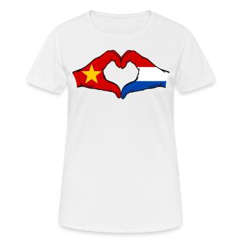 Vietnam Holland Flagge Hände Herzform - Frauen T-Shirt atmungsaktiv - Weiß - Vorne - AI Model Female 172 dark (172cm)