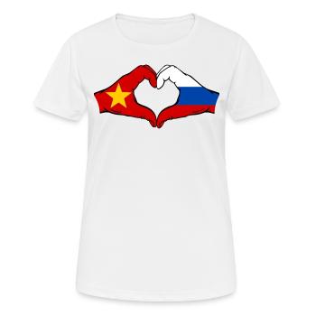 Vietnam Russland Flagge Hände Herzform - Frauen T-Shirt atmungsaktiv - Weiß - Vorne - AI Model Female 172 dark (172cm)