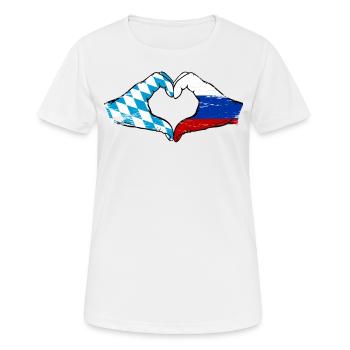 Bavière, Russie, Drapeau, Mains, Forme de coeur Utilisé - T-shirt respirant Femme - blanc - Devant - AI Model Female 172 dark (172cm)