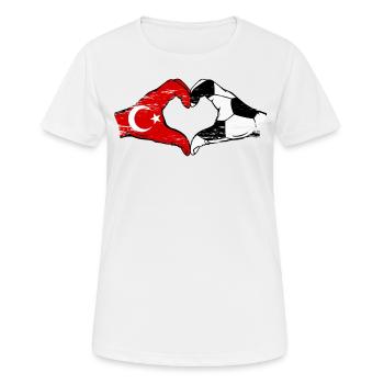 Türkei Fussball Flagge Haende Herzform used - Frauen T-Shirt atmungsaktiv - Weiß - Vorne - AI Model Female 172 dark (172cm)
