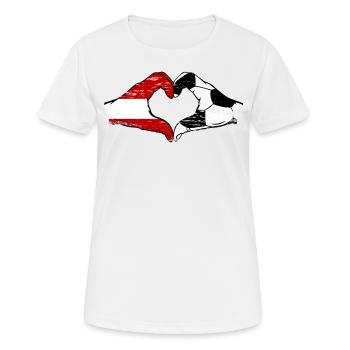 Österreich Fussball Flagge Hände Herzform used - Frauen T-Shirt atmungsaktiv - Weiß - Vorne - AI Model Female 172 dark (172cm)