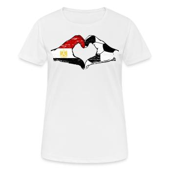 Aegypten Fussball Flagge Haende Herzform used - Frauen T-Shirt atmungsaktiv - Weiß - Vorne - AI Model Female 172 dark (172cm)
