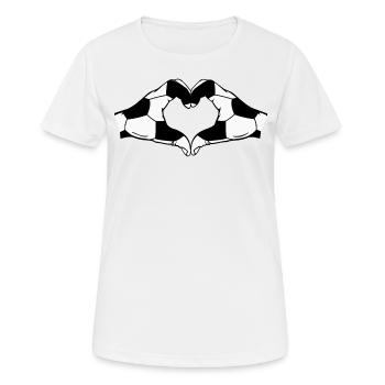 Fussball Herz Hände - Frauen T-Shirt atmungsaktiv - Weiß - Vorne - AI Model Female 172 dark (172cm)