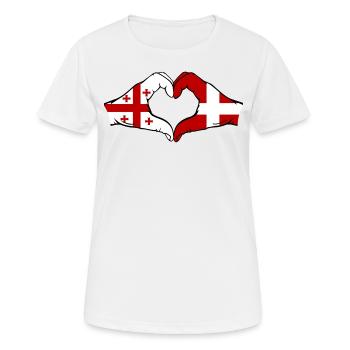 Georgien Daenemark Flagge Haende Herzform - Frauen T-Shirt atmungsaktiv - Weiß - Vorne - AI Model Female 172 dark (172cm)