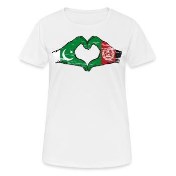 Pakistan Afghanistan Flag Hands Heart - Women's Breathable T-Shirt - white - Front - AI Model Female 172 dark (172cm)