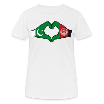 Pakistan Afghanistan Flag Hands Heart - Women's Breathable T-Shirt - white - Front - AI Model Female 172 dark (172cm)