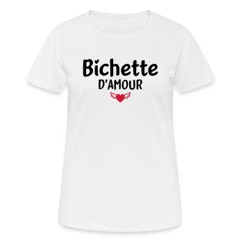 T-shirt femme message humour bichette d'amour - T-shirt respirant Femme - blanc - Devant - AI Model Female 172 dark (172cm)