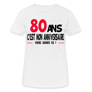 80 ans anniversaire - T-shirt respirant Femme - blanc - Devant - AI Model Female 172 dark (172cm)