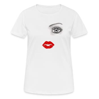 Oeil, bouche, visage, femme - T-shirt respirant Femme - blanc - Devant - AI Model Female 172 dark (172cm)