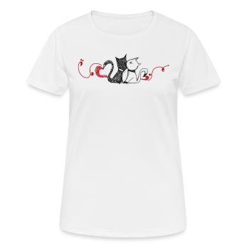 Two loving cats - Women's Breathable T-Shirt - white - Front - AI Model Female 172 dark (172cm)