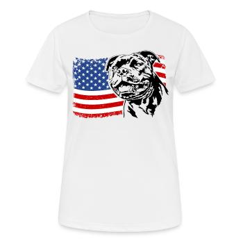 Staffordshire Bull Terrier America Flag Dogs - T-shirt respirant Femme - blanc - Devant - AI Model Female 172 dark (172cm)